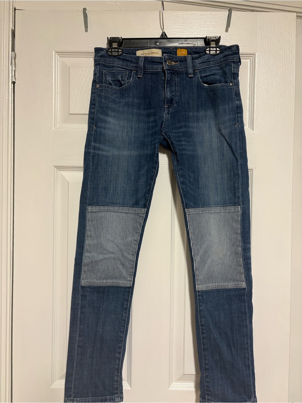 Women’s Slim Dark Blue Patch Knee Jeans